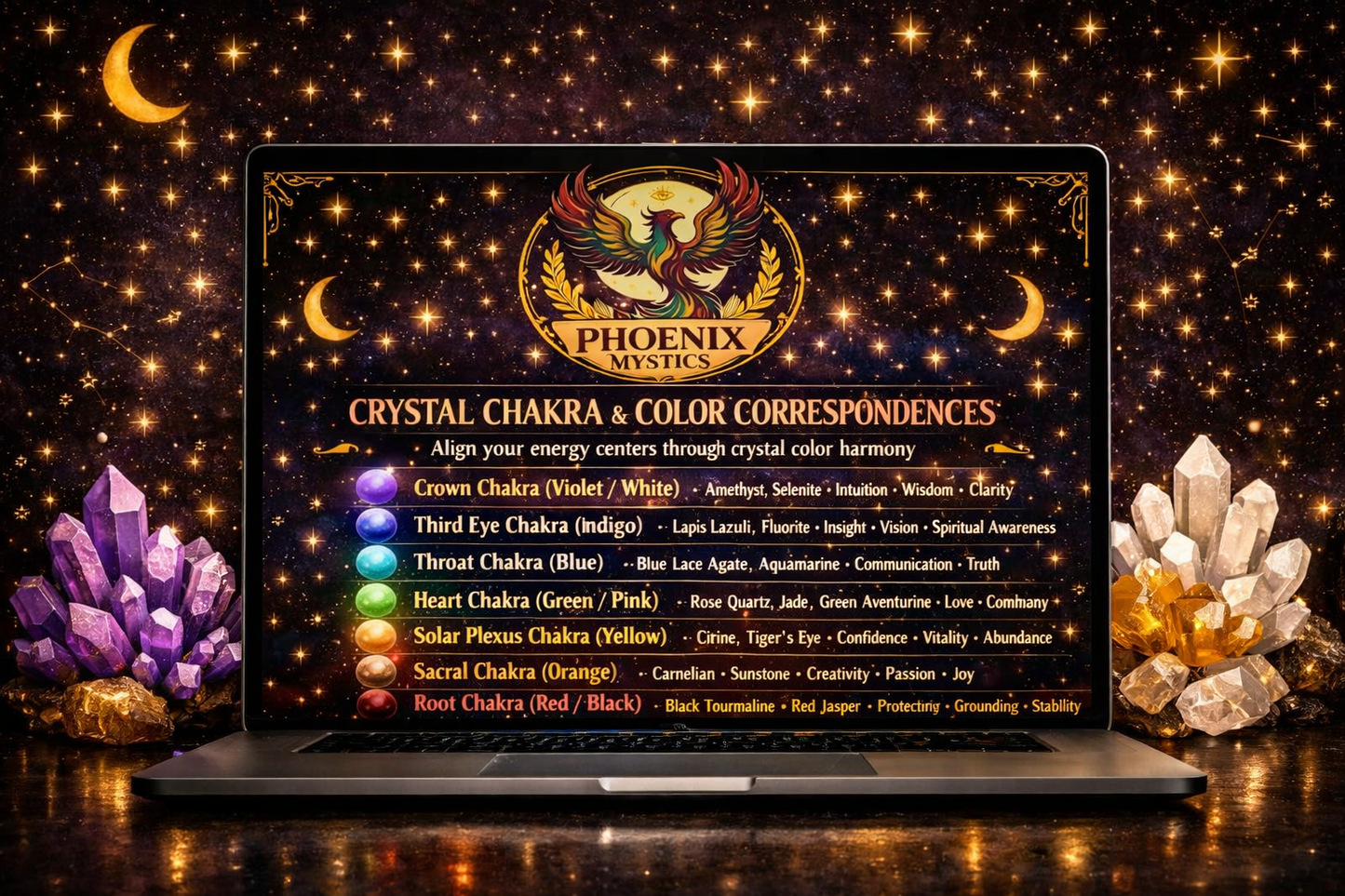 🪶 Phoenix Mystics Crystal Guide Collection