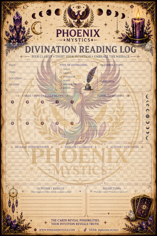 ⭐ Phoenix Mystics Divination Reading Log — Digital Download