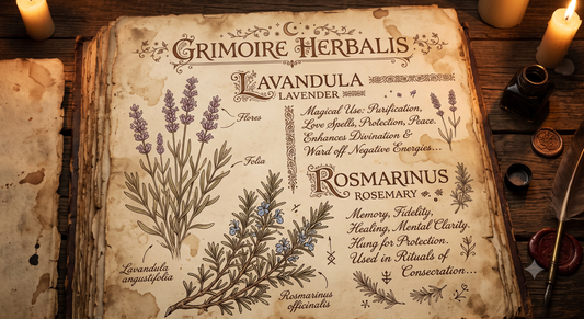 Printable Grimoire Page: Lavender & Rosemary Botanical Illustrations | Book of Shadows Insert