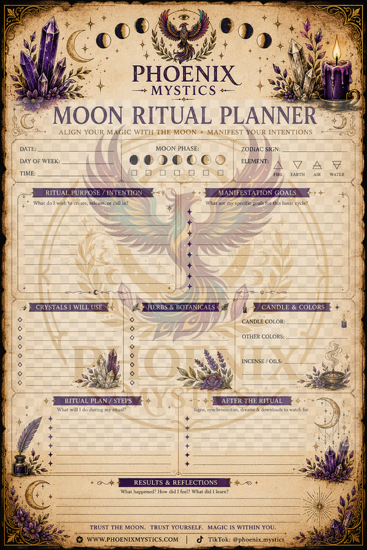 ⭐ Phoenix Mystics Moon Ritual Planner — Digital Download