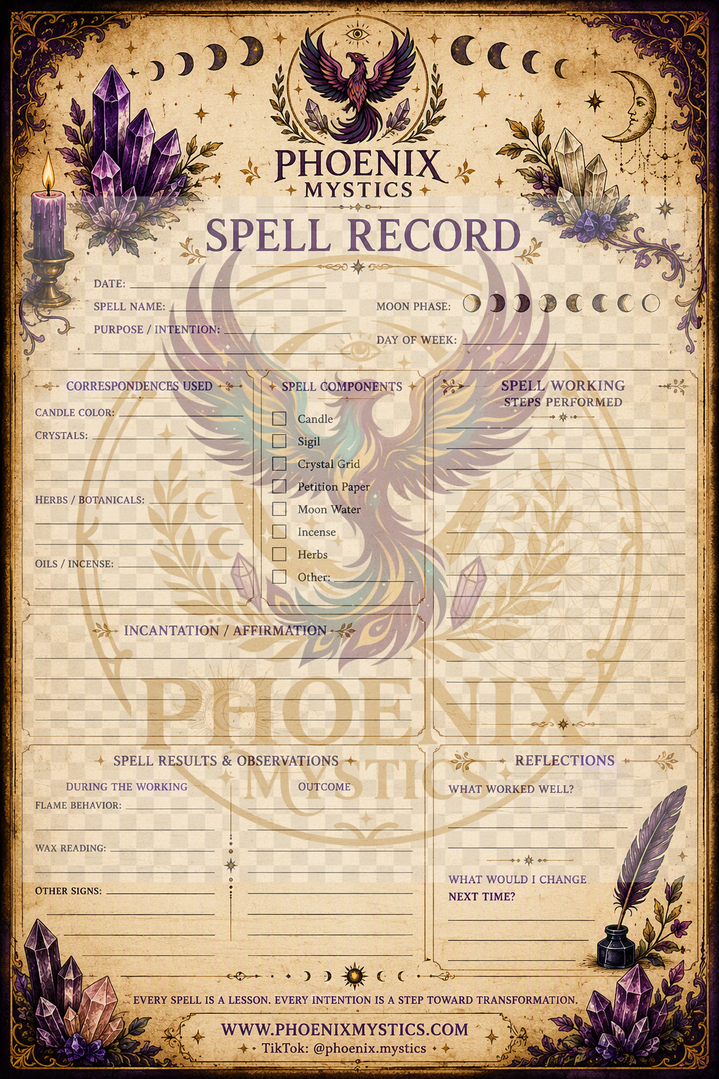 ⭐ Phoenix Mystics Spell Record — Digital Download